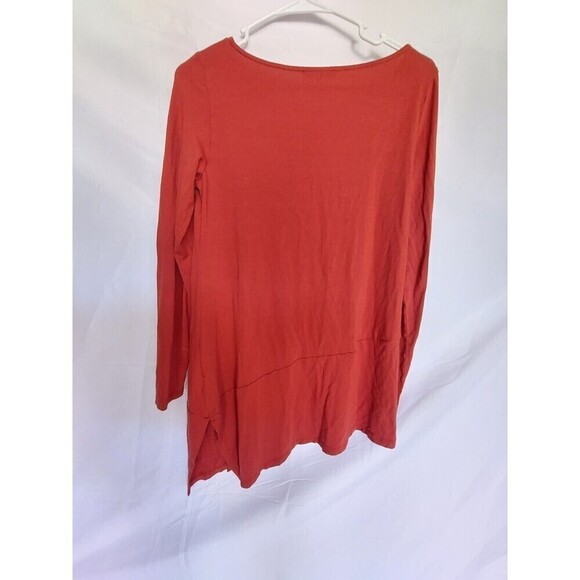 Eileen fisher long sleeve tunic asymmetrical top flowy orange size large - Picture 9 of 10